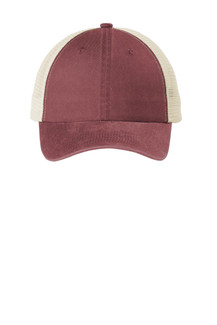 Port Authority® Beach Wash™ Mesh Back Cap with garment-washed cotton twill front panels and soft mesh back panels.