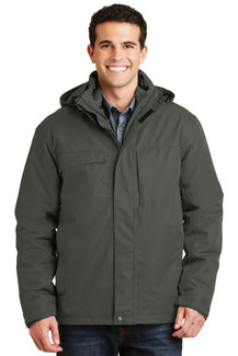 Port Authority® Herringbone 3-in-1 Parka with waterproof shell and detachable hood.