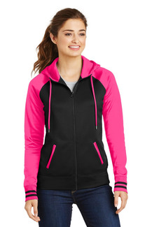  Sport-Tek® Ladies Sport-Wick® Varsity Fleece Full-Zip Hooded Jacket 