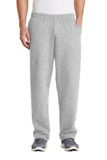 Cozy 7.8-ounce Core Fleece Sweatpant with elastic waistband and open bottom cuffs.