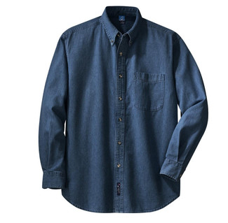Durable 100% cotton long sleeve denim shirt.