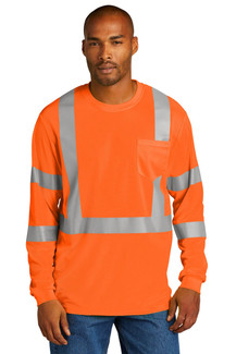 Breathable long sleeve mesh tee with reflective tape for ANSI 107 Class 3 visibility and moisture-wicking comfort.