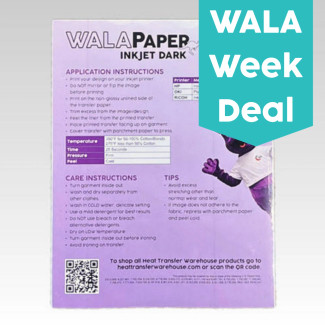 Wala Week Deal WALAPaper Inkjet Dark Premium 8.5x11 transfer paper for inkjet printers, ideal for dark-colored garments.