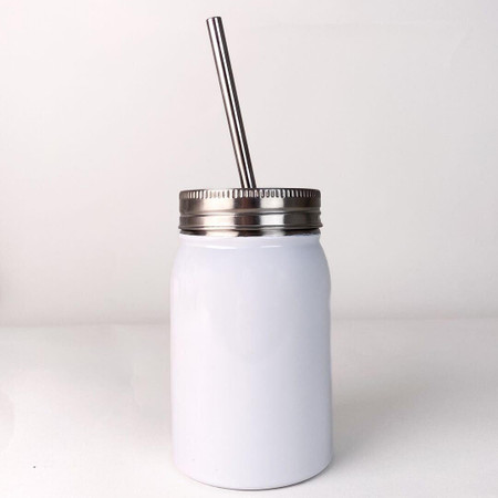 WALABlanks Discount Stainless Steel Mason Jar 17 oz. with Straw 