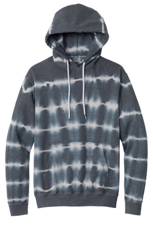 Port & Company® Allover Stripe Tie-Dye Fleece hoodie with dark, inky hues