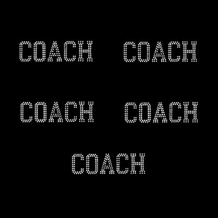 Coach block rhinestone transfer for left chest