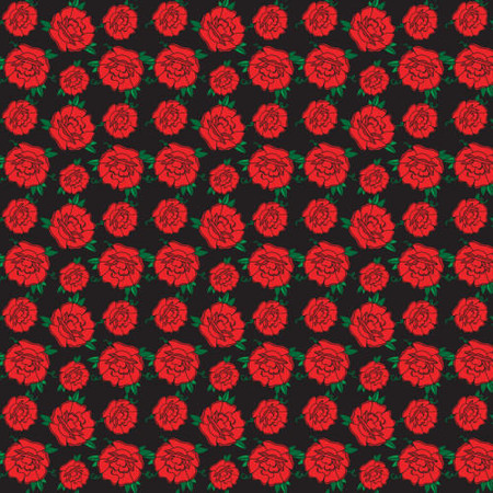 Tattoo-style rose design on black heat transfer vinyl for shirts and garments
