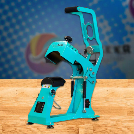 Regular thumbnail showing the teal Efficient Auto-Open Heat Press for Caps, Hats, and Small Transfers