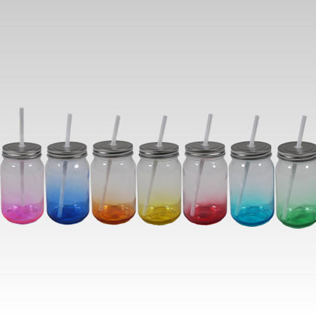 WALABlanks Color Gradient Mason Jar with Straw