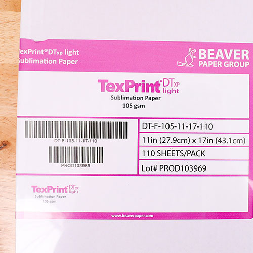 Package of TexPrintDT Light Epson sublimation paper for hard and soft substrates with high-definition print quality.