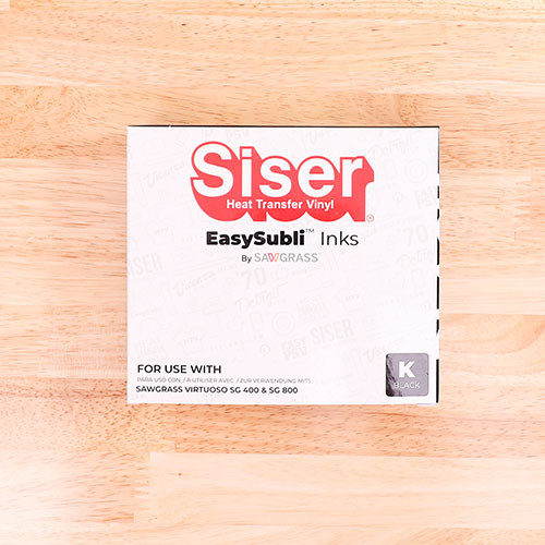 High capacity Siser EasySubli ink cartridges in Cyan, Magenta, Yellow, and Black.