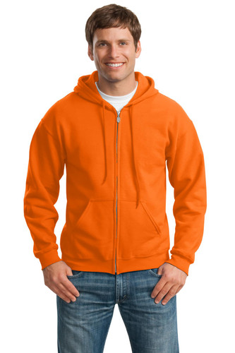 Gildan youth heavy blend hooded sweatshirt with 8-ounce 50/50 cotton/poly fabric for comfort and warmth.