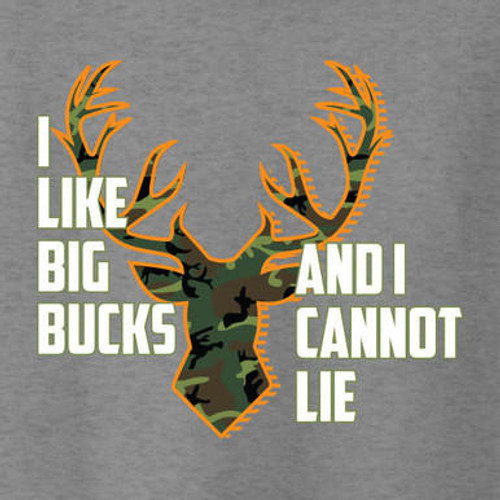 Big Bucks DTF transfer design measuring 9 inches wide by 8 inches high, perfect for personal or commercial use.