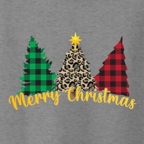 Merry Christmas Trees DTF transfer for shirts and garments, designed for full color prints.