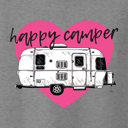 Happy Camper RV DTF transfer with detailed design, ideal for garments.