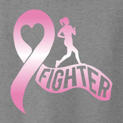 Pink Fighter Ribbon DTF Transfer, 8.30"W x 8.12"H, suitable for cotton, poly-cotton, and polyester fabrics.