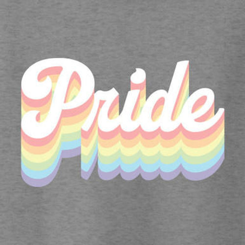 Pride color shadow DTF transfer, 9 x 5.7 inches, vibrant design for shirts and garments.