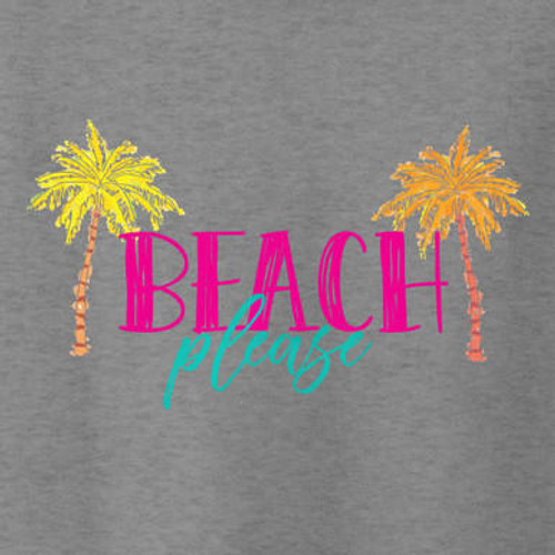 Beach Please DTF transfer for shirts, 9 x 5.2 inches, durable and vibrant.