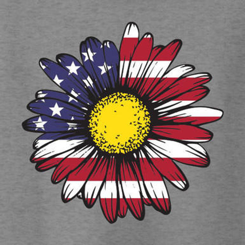Daisy flag DTF transfer for shirts and garments, 7-inch square design.