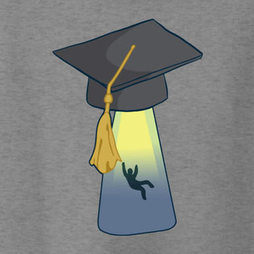 Graduation abduction DTF transfer, 10"W x 6.90"H, suitable for cotton, polyester, and poly-cotton fabrics.