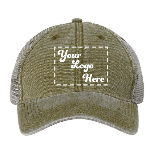 Custom Embroidered Legacy Dashboard Trucker Cap front of the hat