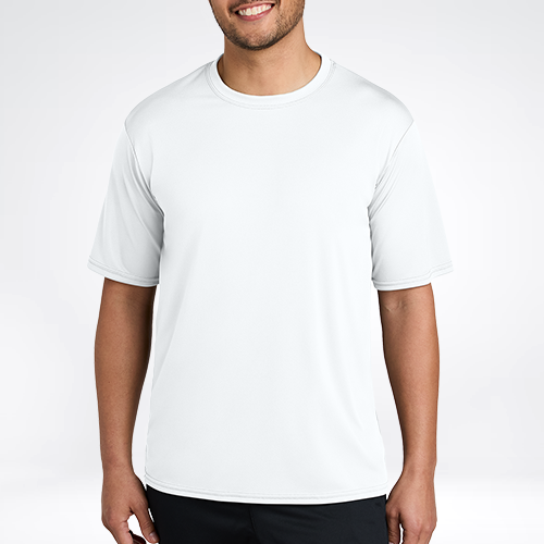 Port & Company performance tee with 100% polyester fabric for durability