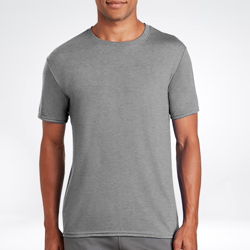 Customizable Gildan performance t-shirt ideal for workouts, casual wear, and promotions