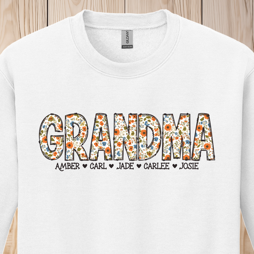 Personalized Grandma Floral Crewneck