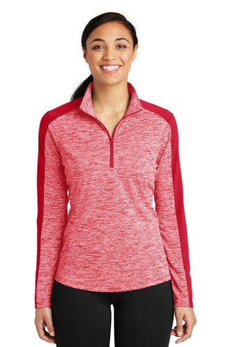  Sport-Tek® Ladies PosiCharge® Electric Heather Colorblock 1/4-Zip Pullover 