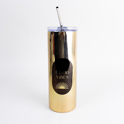 Sublimation White Steel Holographic Glitter Skinny Tumbler with Straw 20 oz