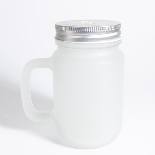 17oz Bulk BPA Free Mason Jar Coffee Mug With Crystal Clear Frosted