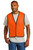 Enhanced visibility vest with contrast black binding and breathable polyester mesh fabric.