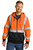 ANSI-compliant Class 3 fleece hoodie with black bottom front and cuffs, providing enhanced visibility and comfort for workers.