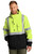 ANSI 107 Class 3 waterproof bomber jacket with poly microfleece lining, elastic cuffs, and multiple pockets for storage and safety.