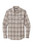 Casual ombre plaid shirt made of cotton/polyester/spandex with double-chest pockets and bias-cut button flaps.