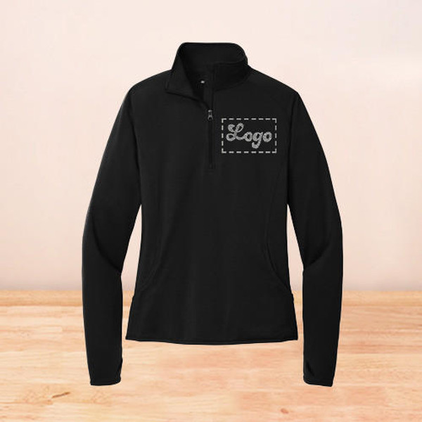 【THEAIRTOWN】 rip zipper pt ♥ Rhinestone Stretch 1/4-Zip Pullover