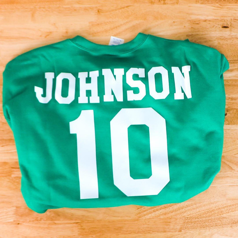 WALATwill WALA Tackle Twill Letters 3" - Full Block Font on green shirt