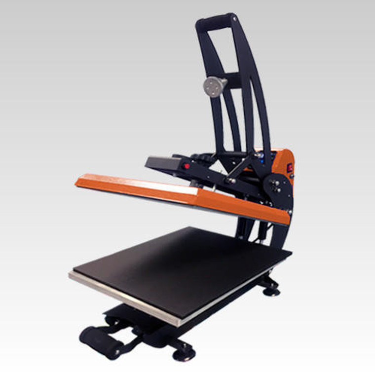 WALAPress 16x20 auto-open heat press with drawer for efficient garment pressing.