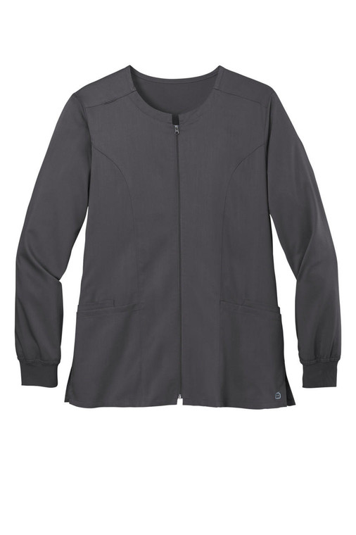 Women's Premiere Flex™ full-zip scrub jacket with poly/rayon/spandex blend.
