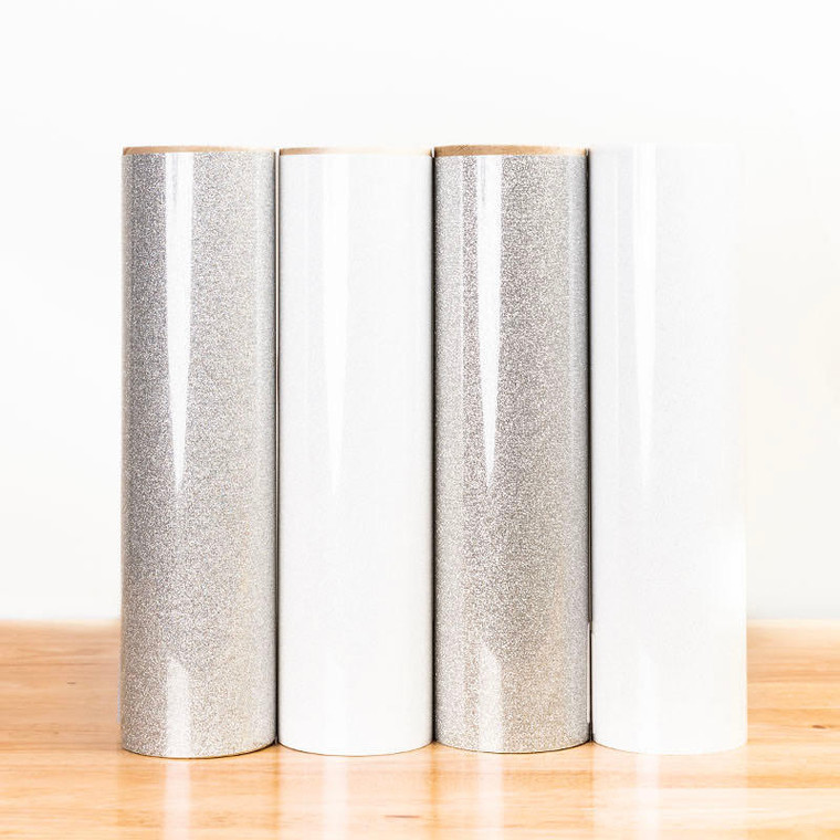 Siser Glitter 12" HTV, perfect for sublimating on cotton and non-sublimatable items, with a high-quality textured feel.