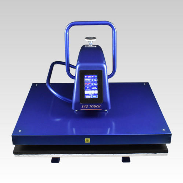 HIX EVO Touch SwingMan 25 Heat Press with a 20" x 25" platen size for oversized designs on garments.