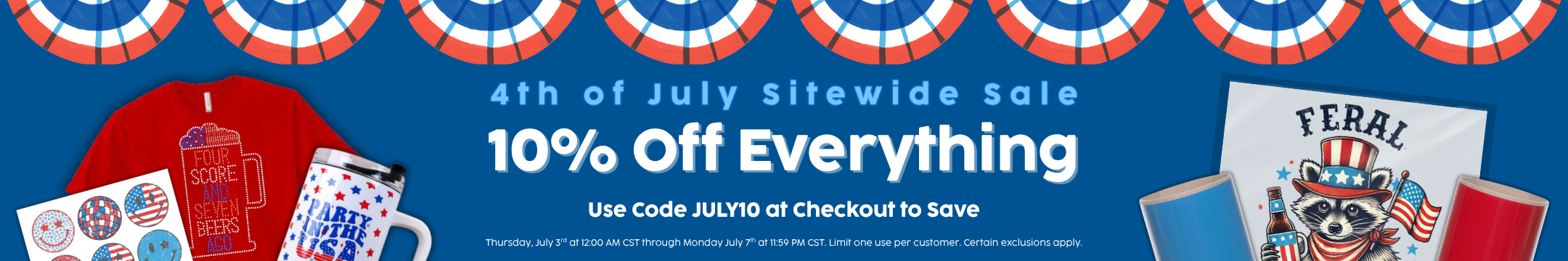 Save 10% off sitewide at Heat Transfer Warehouse through July 10th