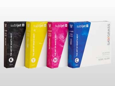 4 packs of sublimation ink in cyan, magenta, yellow, and black