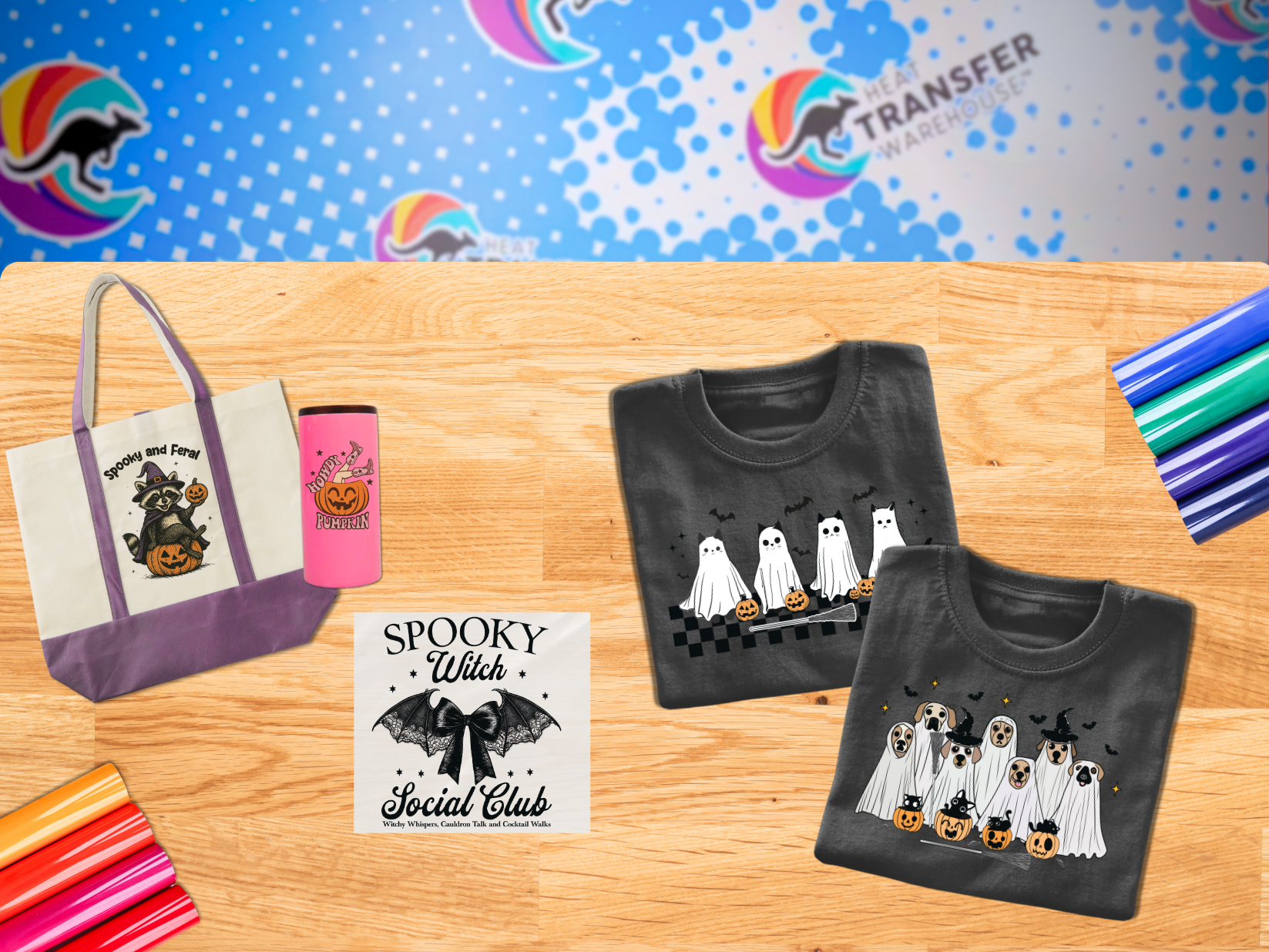 Halloween products and banner