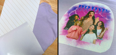 Pink heart shaped 'Dog Mama' glitter transfer