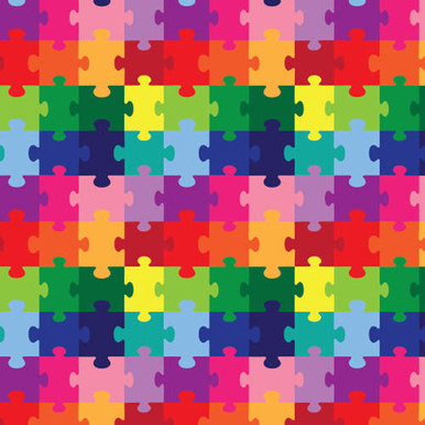 Rainbow Puzzle Pieces Pattern HTV