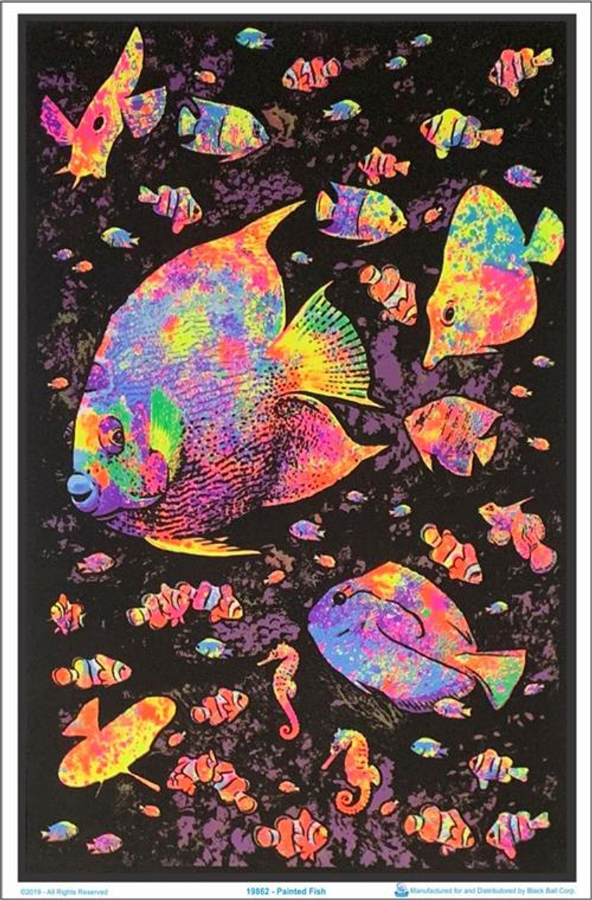 Painted Fish Flocked Blacklight Poster - 23 X 35