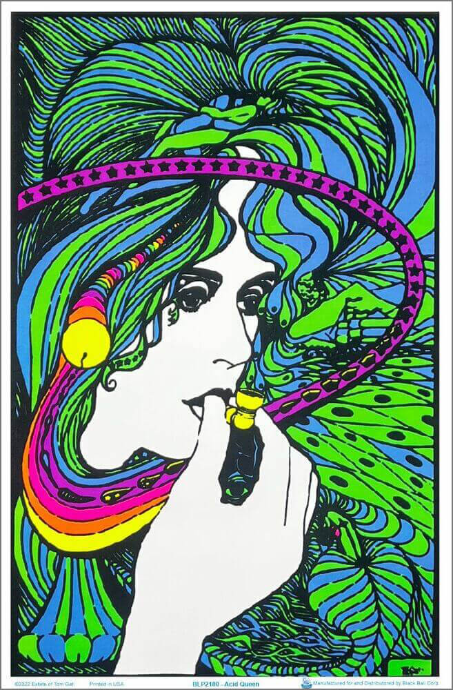 Acid Queen by Tom Gatz Flocked Blacklight Poster - 23