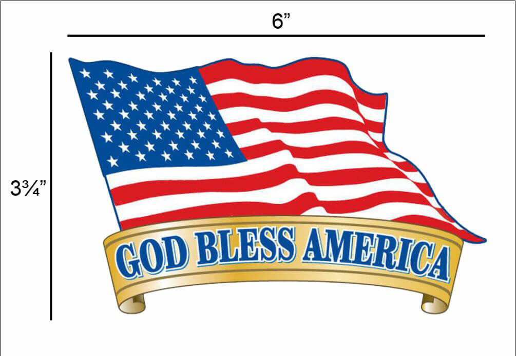 God Bless America - Flag - Postcard Sized Vinyl Sticker 6