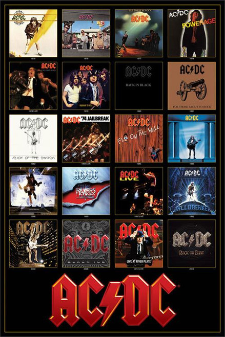 AC/DC Discography Poster - 24" X 36"